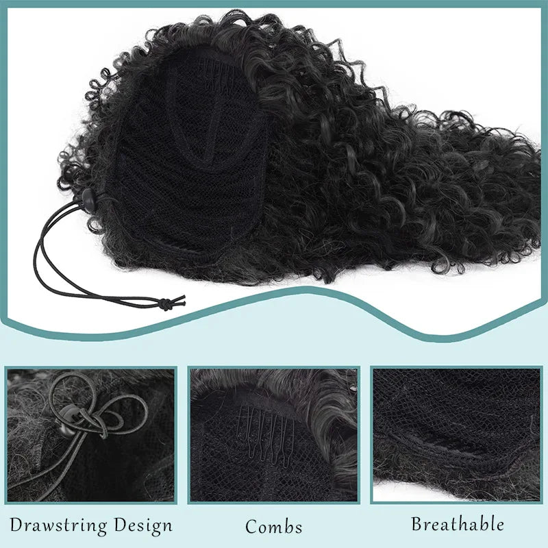 Afro Kinky Curly Drawstring Ponytail Extension - 2