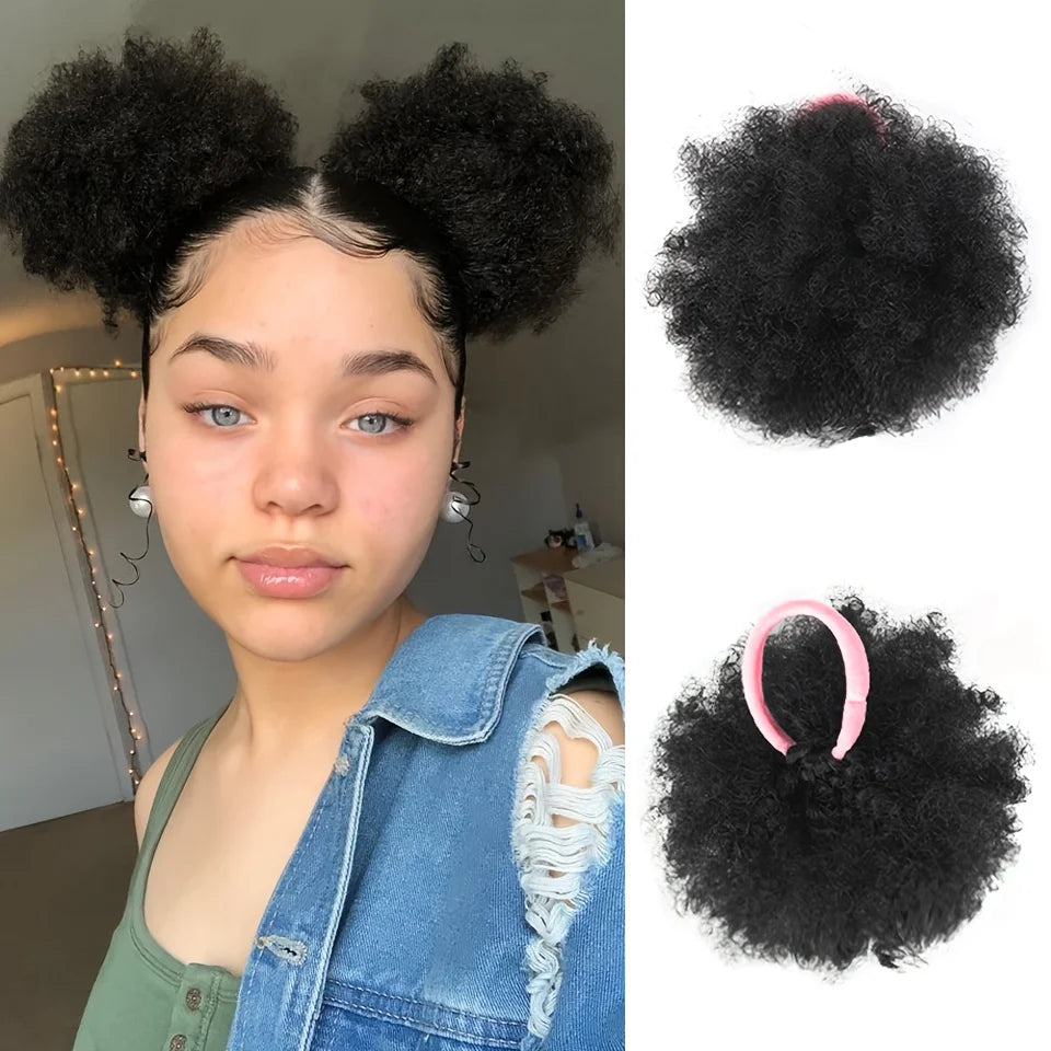 Kinky Curly Afro Puff Drawstring Ponytail Extensions - 12