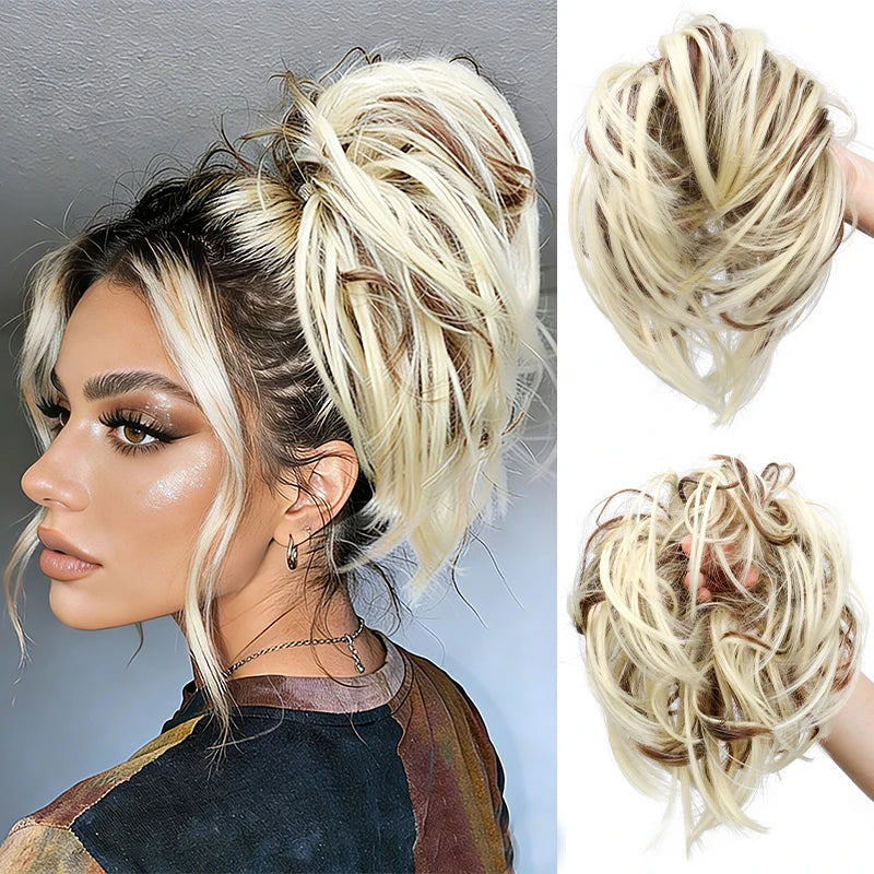 Messy Curly Hair Bun Extension Scrunchie for Quick Elegant Hairstyles - 20