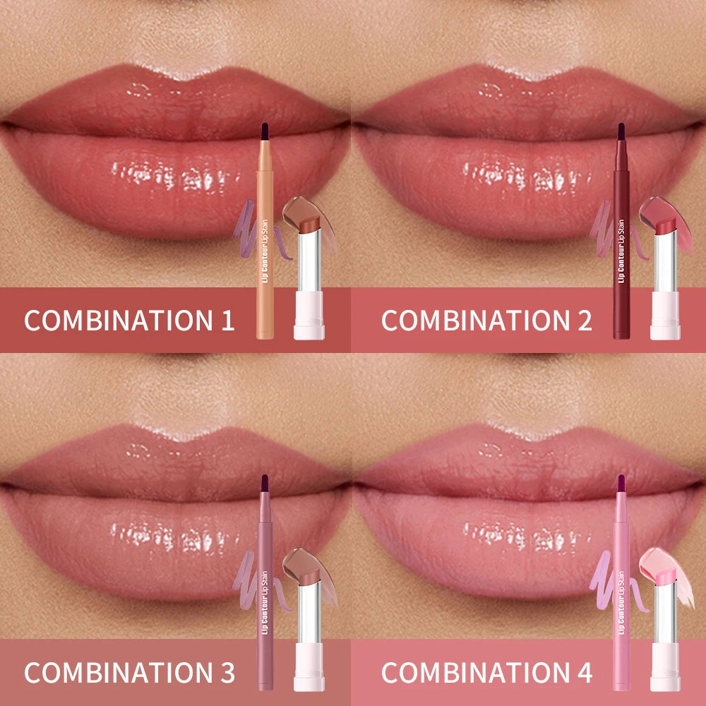 Long-Lasting Lip Contour Stain and Hydrating Glow Balm Makeup Kit