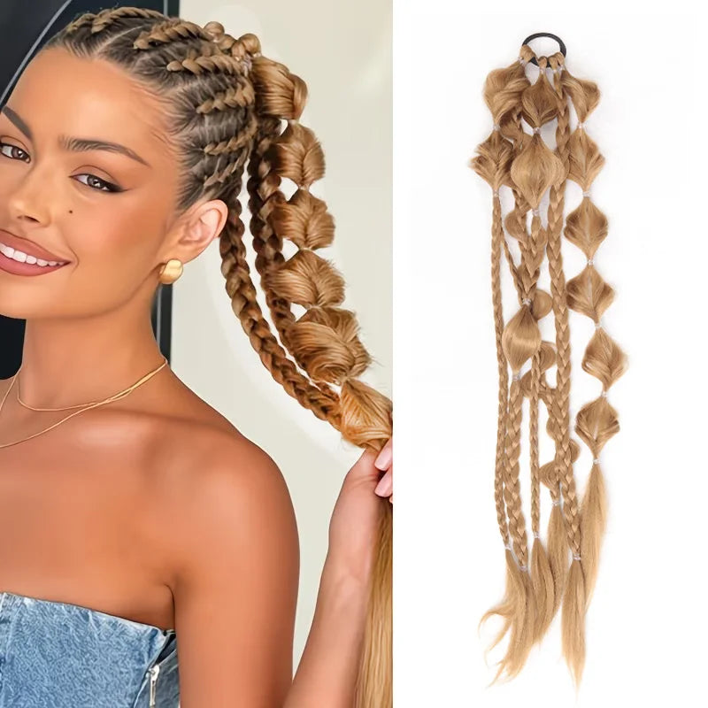 24-Inch Curly Bubble Braid Ponytail Extension - 7