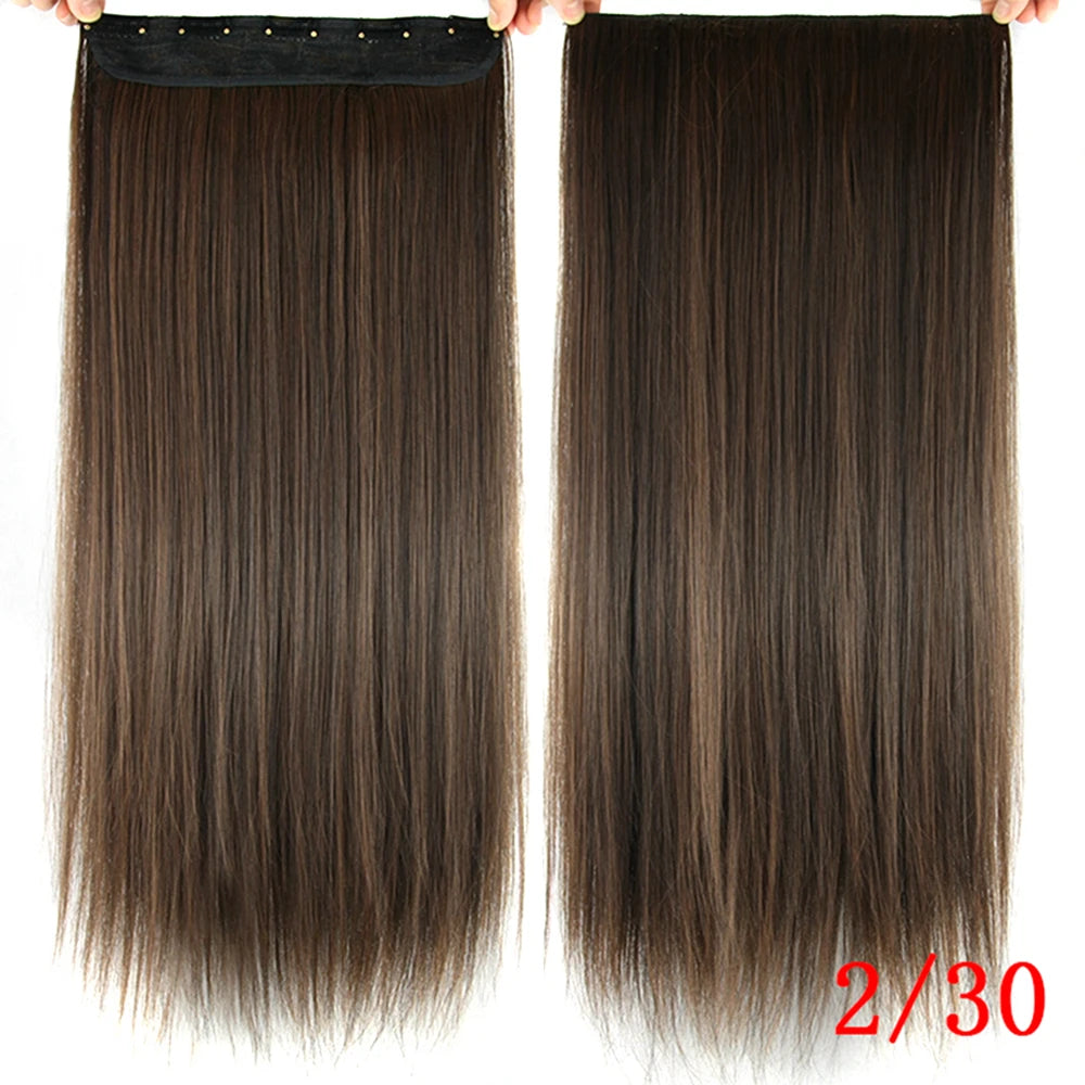 Straight Synthetic Clip-In Hair Extensions for Instant Volume - 5