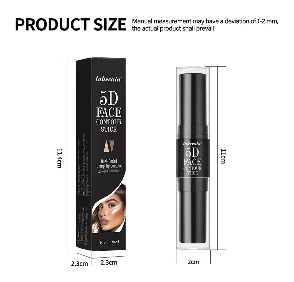 Dual-Ended Cream Contour and Highlighter Stick for Professional Sculpting