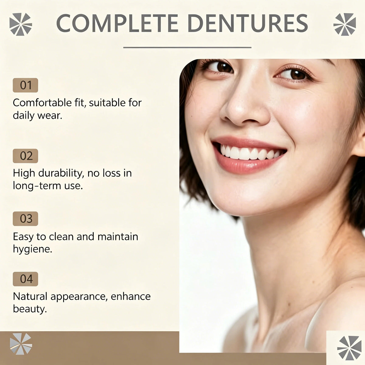 Comfortable Soft Silicone Realistic Dentures for a Bright Confident Smile