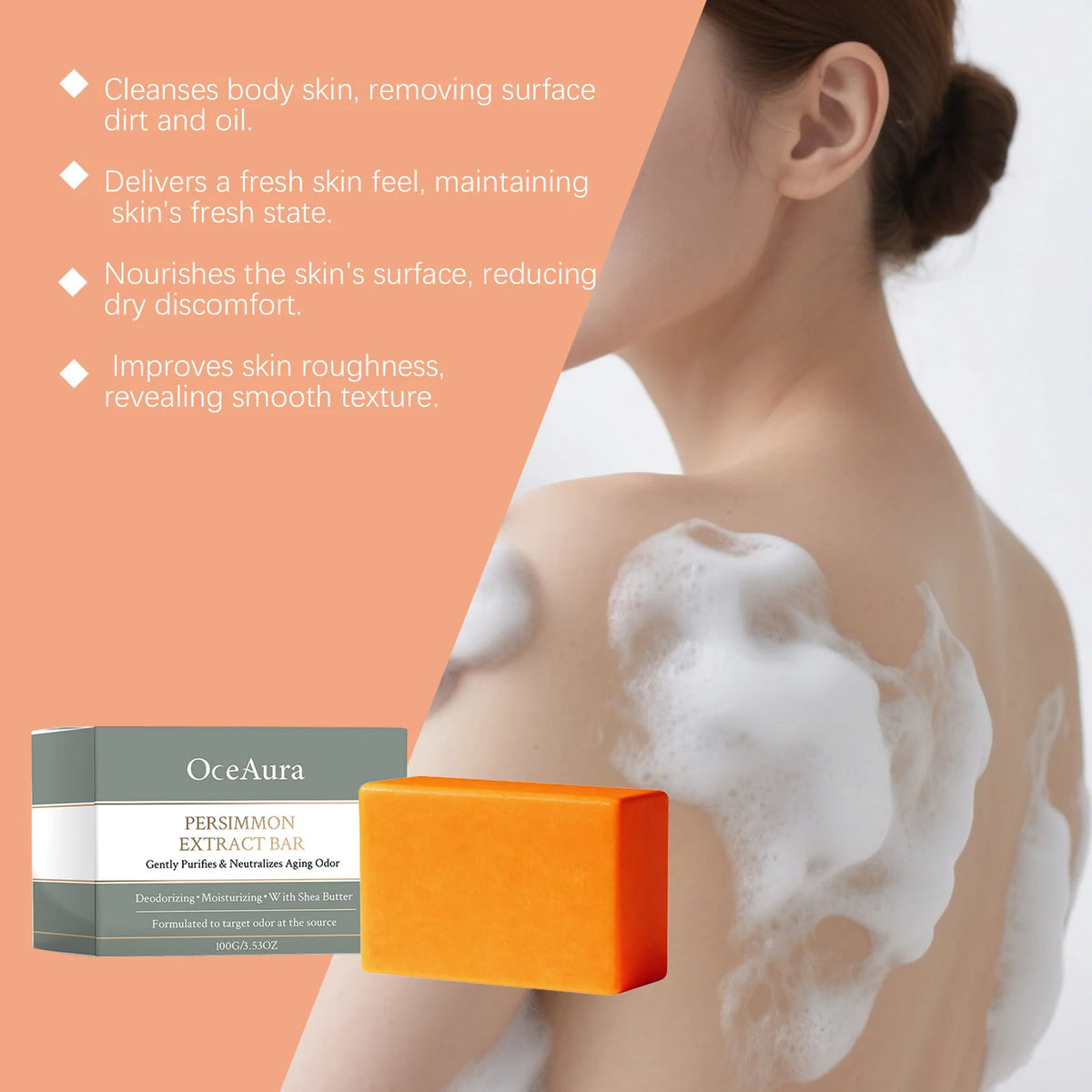 Persimmon Extract Deodorizing Body Soap for Aging Odor and Skin Care
