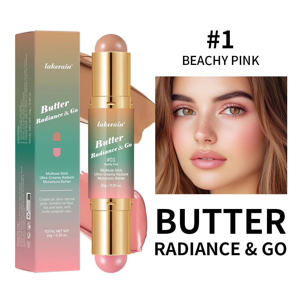 Dual-Ended Creamy Bronzer and Blush Stick for Face Lips and Eyes - 23