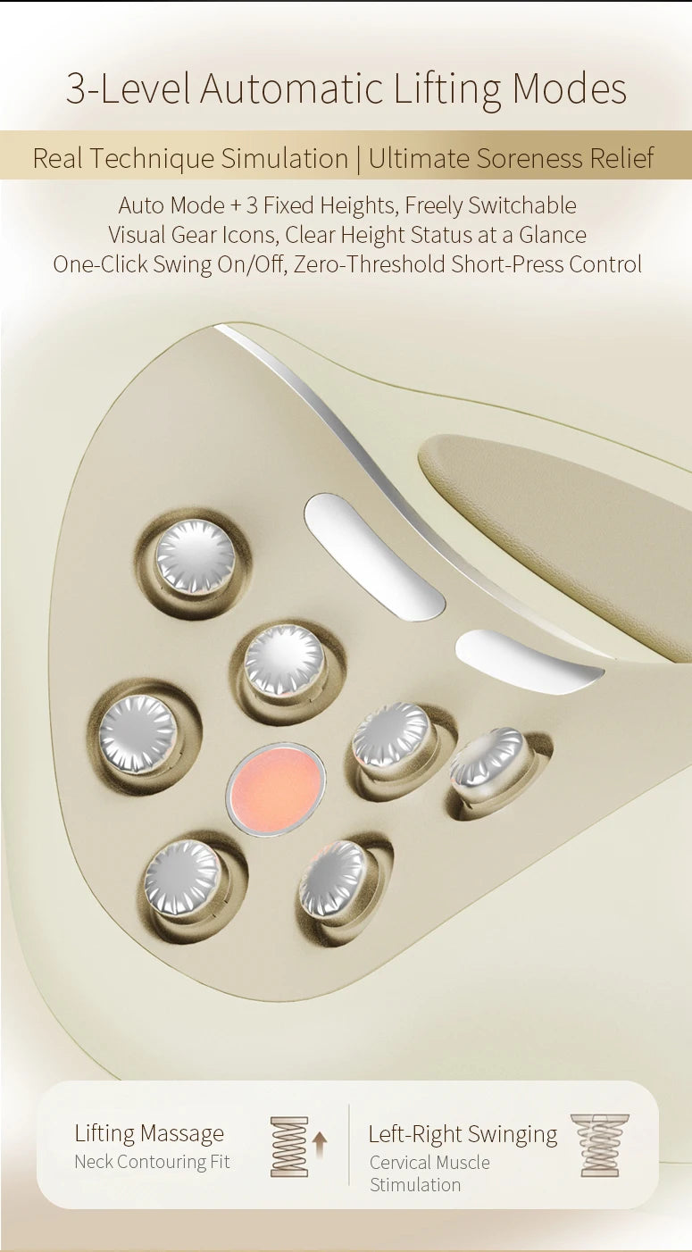 Cervical Neck Traction Massager Pillow with Deep Tissue Kneading Nodes - 10