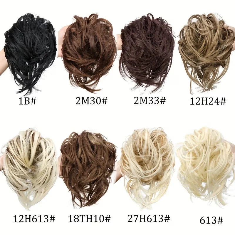 Messy Curly Hair Bun Extension Scrunchie for Quick Elegant Hairstyles - 9