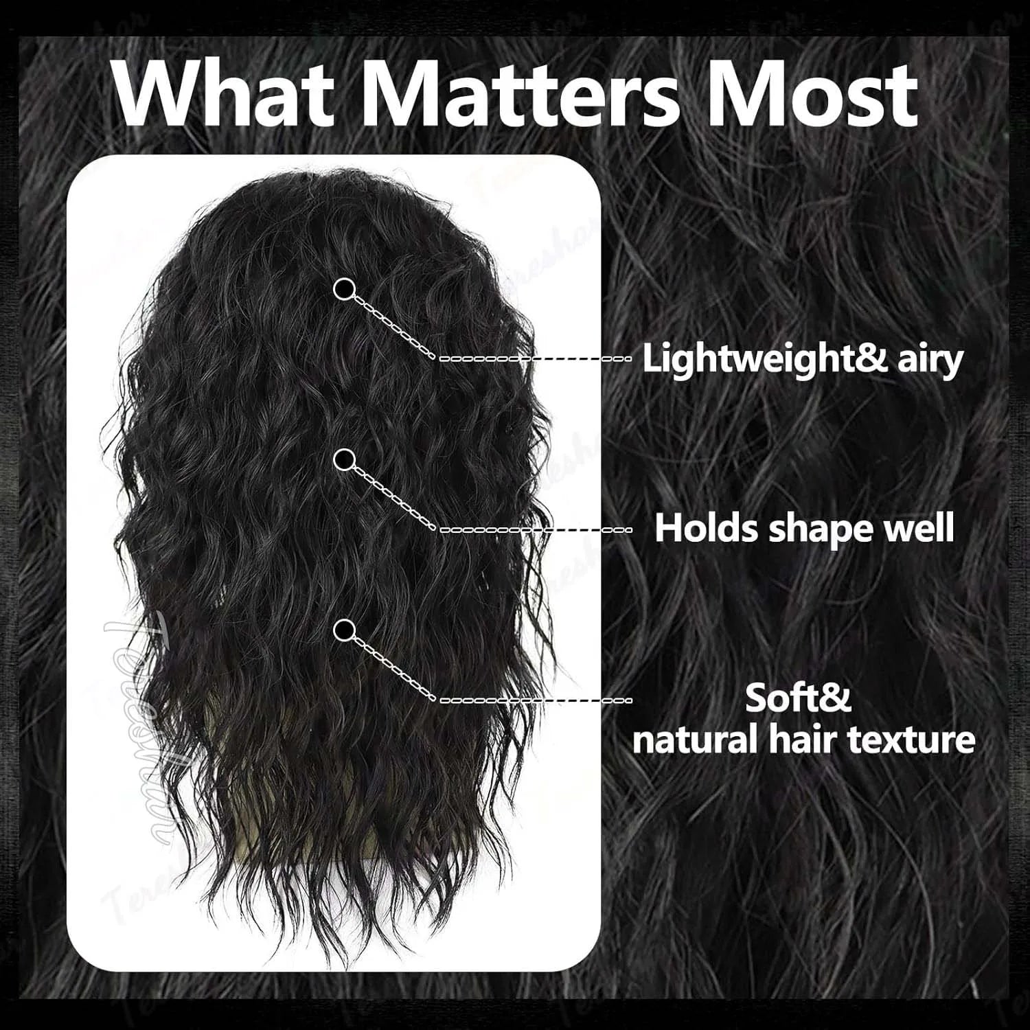 Long Black Curly Cosplay Wig for Men and Women Retro Costume Parties - 11