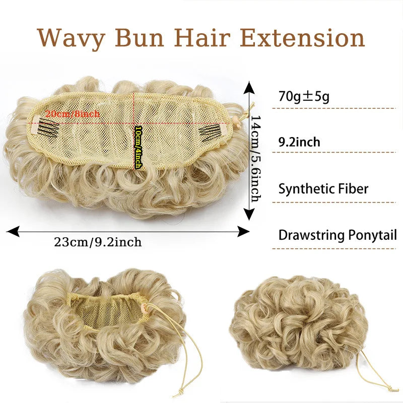 Curly Messy Bun Hair Scrunchie for Instant Volume