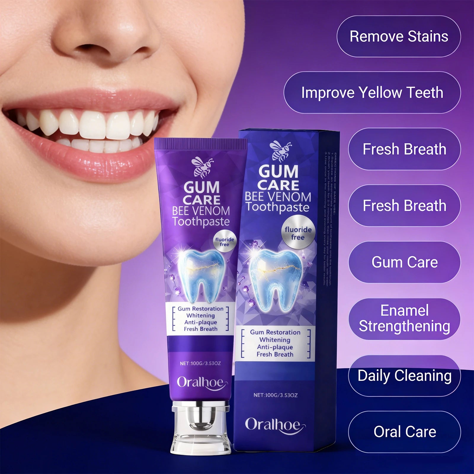 Bee Venom Gum Repair and Teeth Whitening Toothpaste - 2