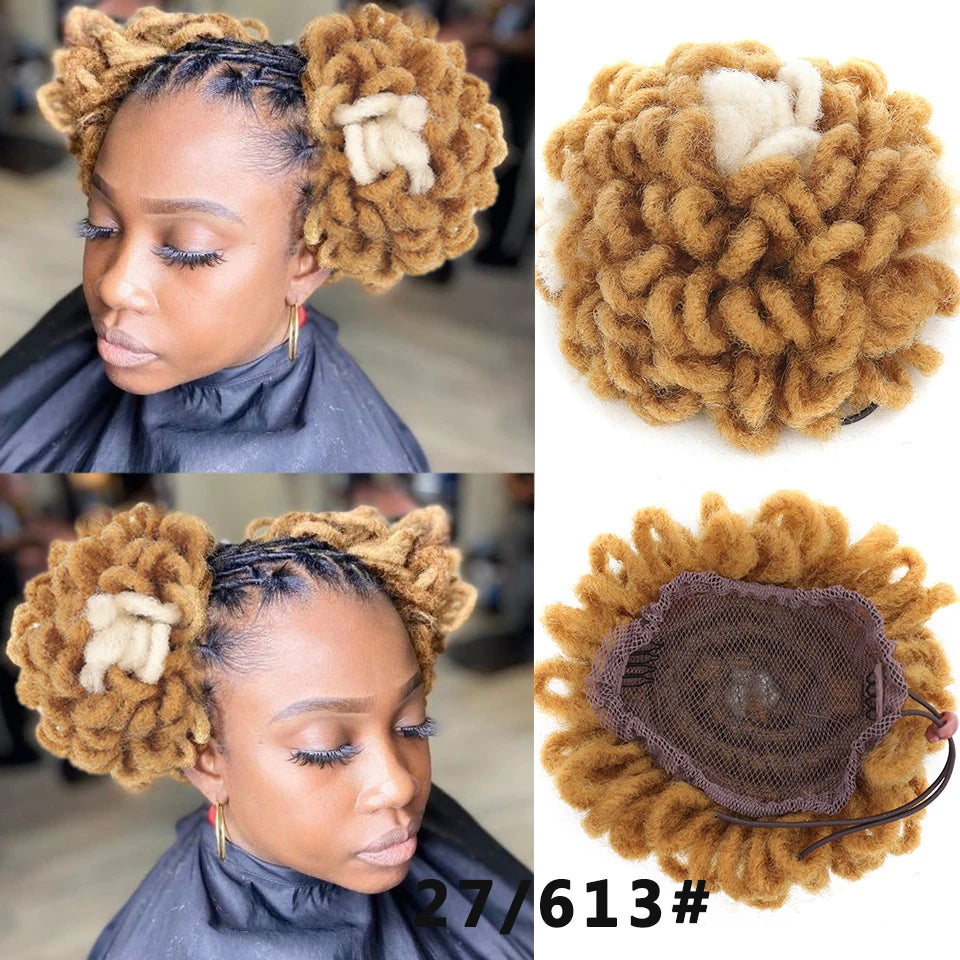 Synthetic Dreadlock Afro Puff Drawstring Ponytail Bun - 15