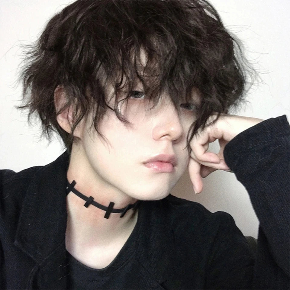 Short Mullet Anime Cosplay Wig with Bangs