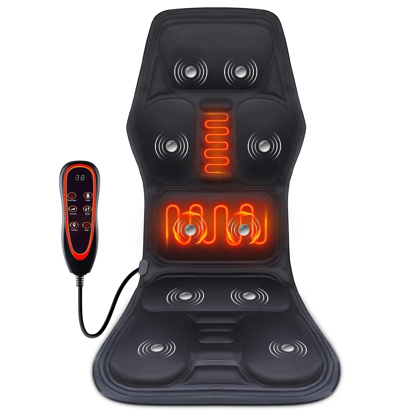 Full-Body Electric Heated Massage Chair Pad for Back and Neck Pain Relief - 1