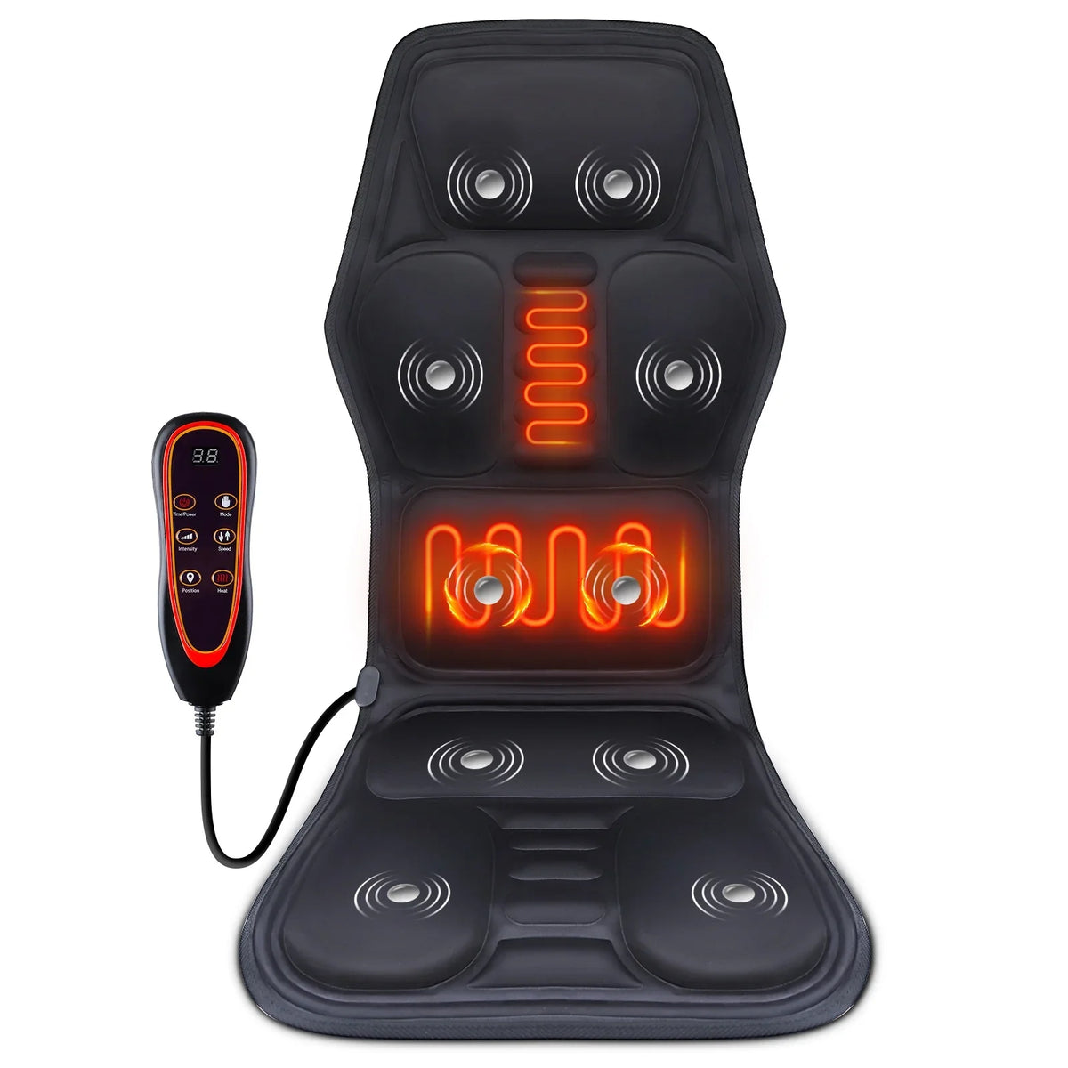 Full-Body Electric Heated Massage Chair Pad for Back and Neck Pain Relief