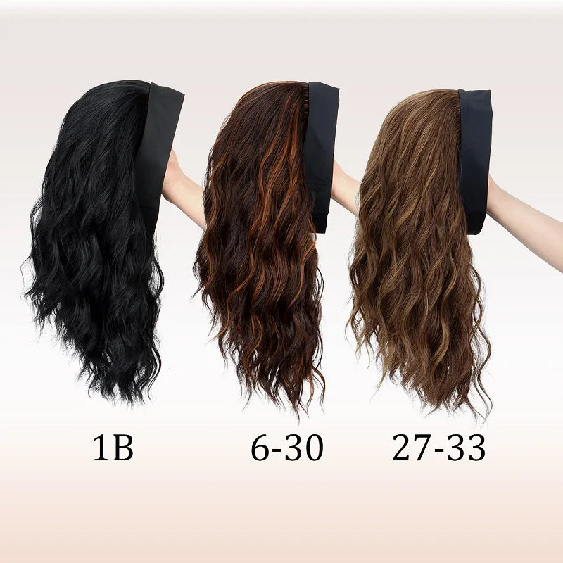 Short Curly Water Wave Synthetic Headband Wig for Daily Wear