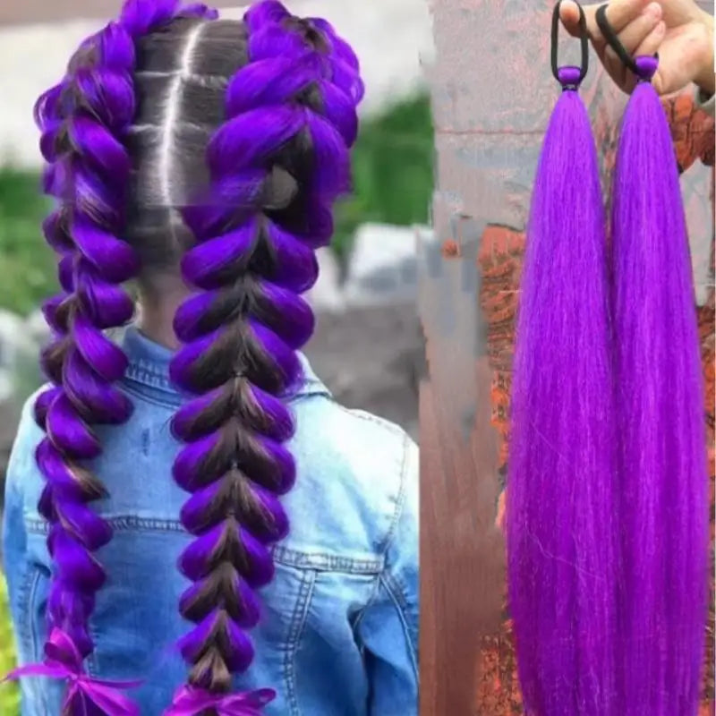 26-Inch Long Purple Braided Cosplay Ponytail Extension - 8
