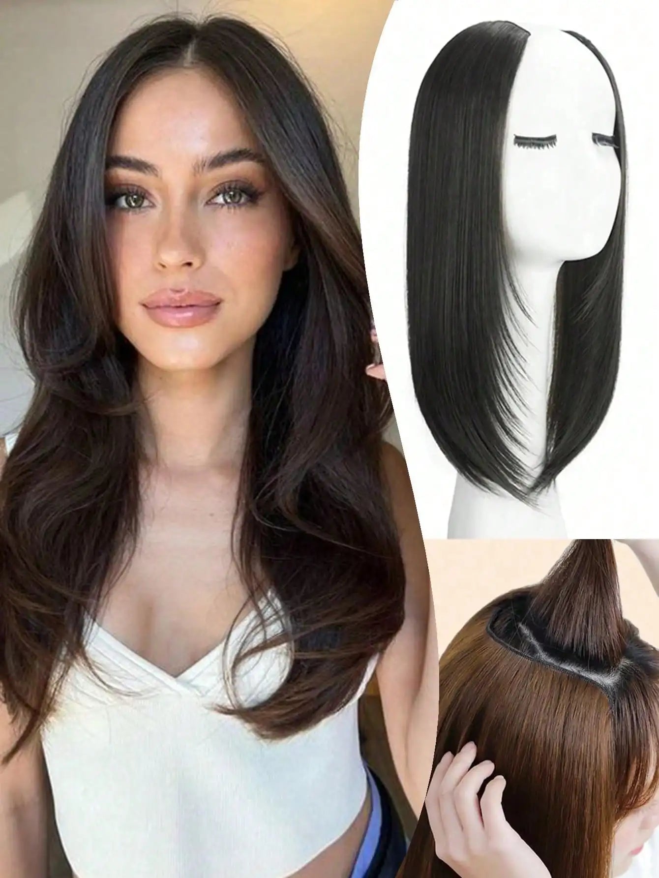 U-Shaped Long Straight Clip-In Hair Extension for Volume - 7