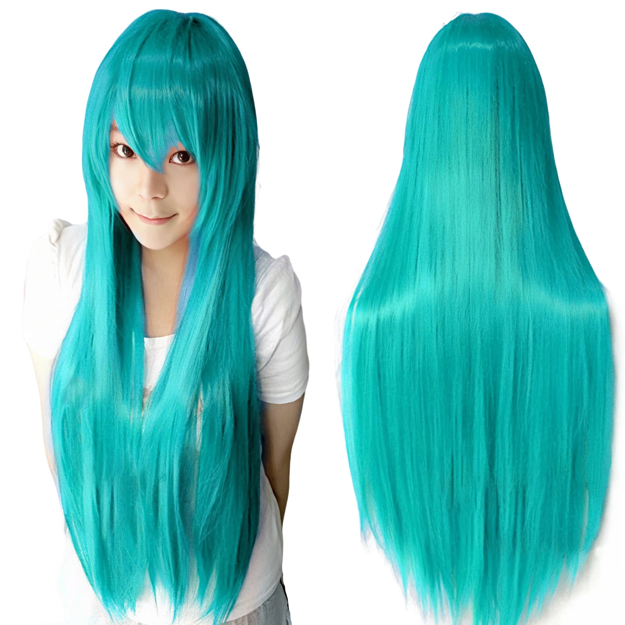 Long Straight Blue Synthetic Wig for Cosplay and Halloween Costumes - 1