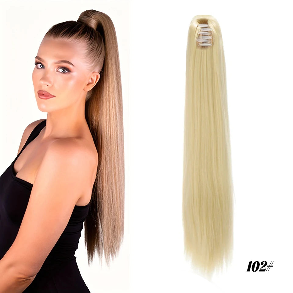 Long Straight Claw Clip Ponytail Extension for Instant Voluminous Hair
