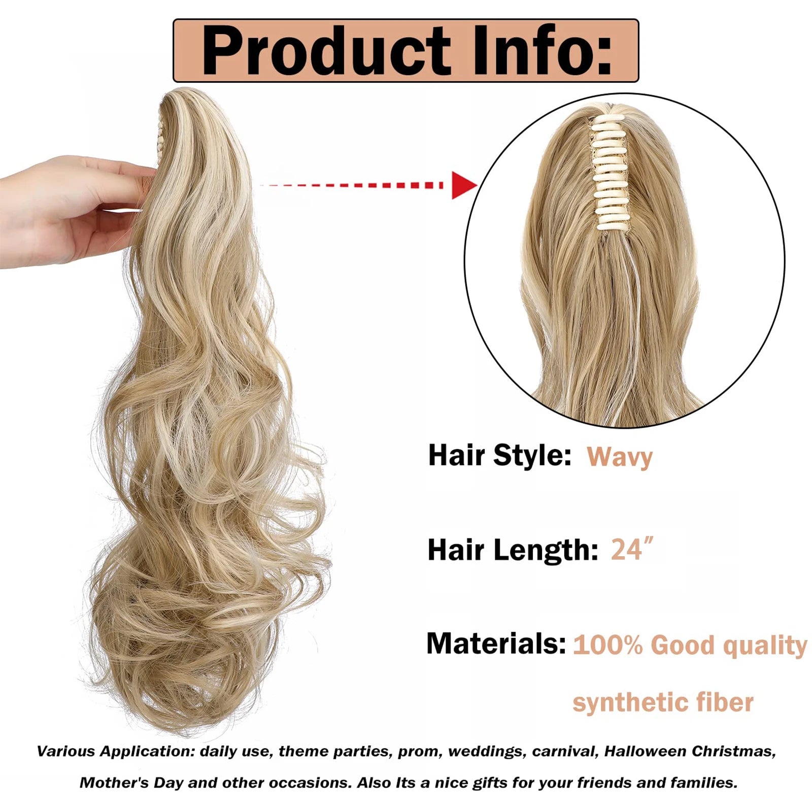 Wavy Claw Clip Ponytail Extension for Instant Volume and Length - 2