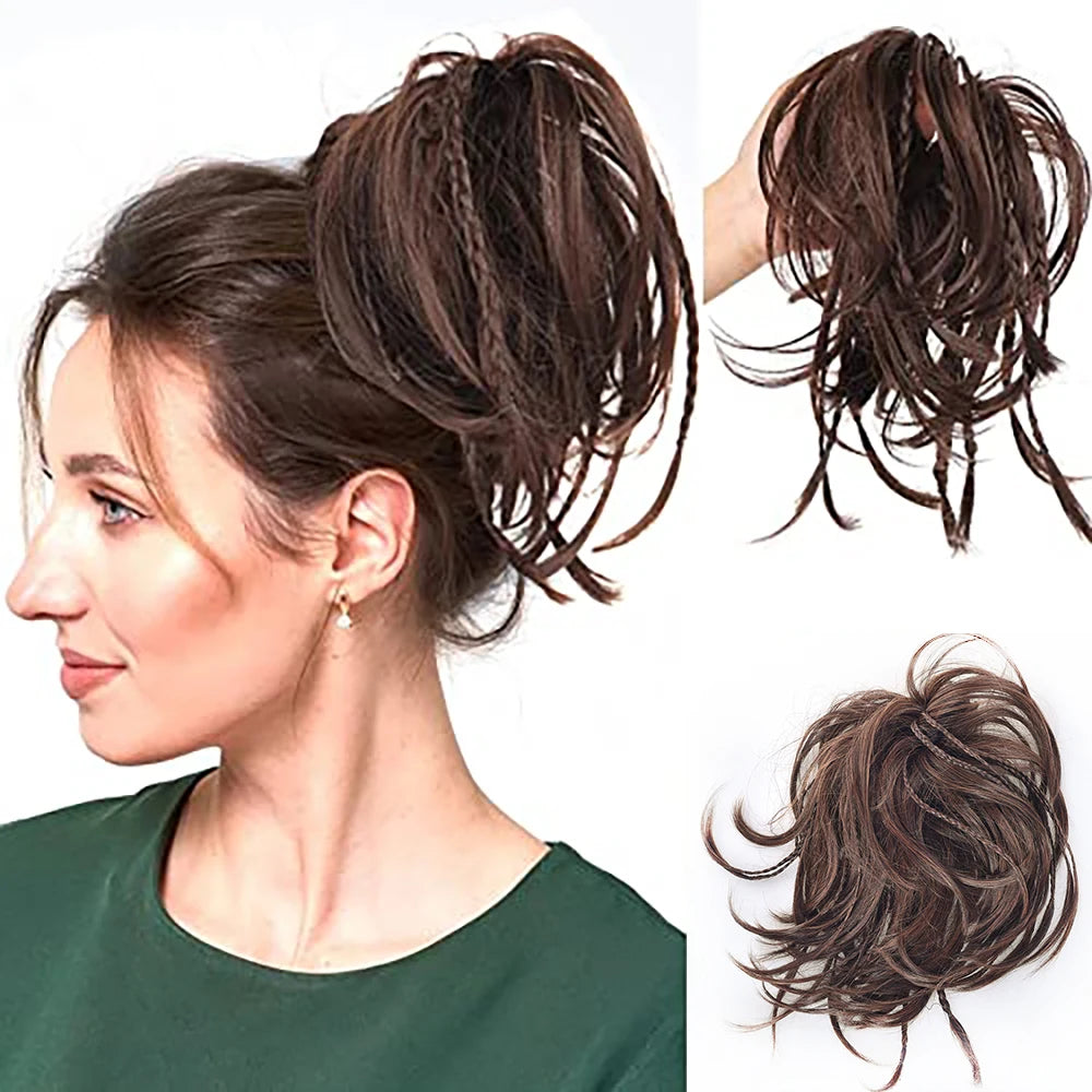 Synthetic Messy Bun Hair Scrunchie for Quick Natural Volume - 9
