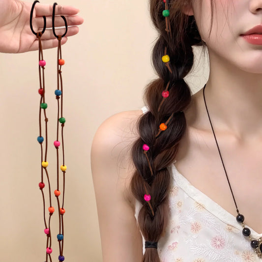 Boho Colorful Beaded Braided Hair Extensions