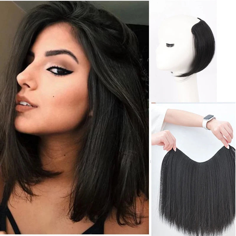 Short Straight V-Shaped Half Wig Hair Extension for Women - 1