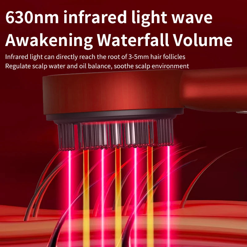 Electric Scalp Vibration Massage Comb with Red Light and Liquid Applicator