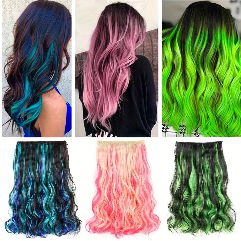 18-Inch Curly Clip-In Hair Extensions with Highlights
