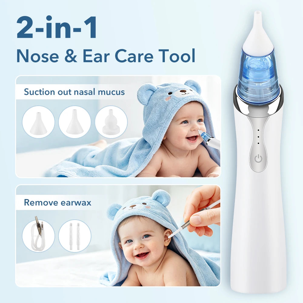 Electric 2-in-1 Nasal Aspirator and Ear Wax Removal Kit for Family - 8