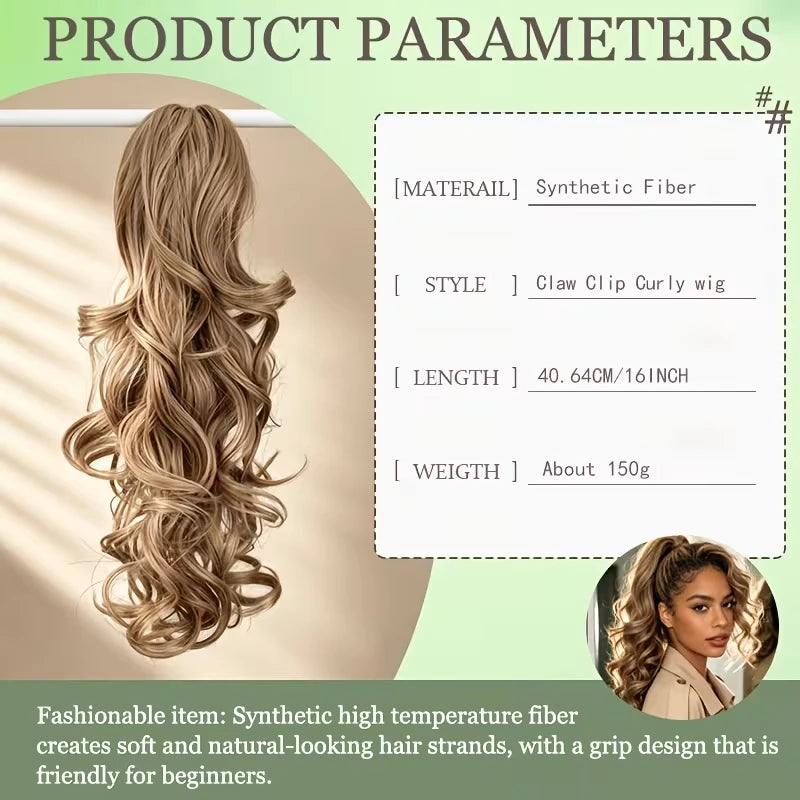 16-Inch Wavy Curly Claw Ponytail Extension for Instant Volume - 2