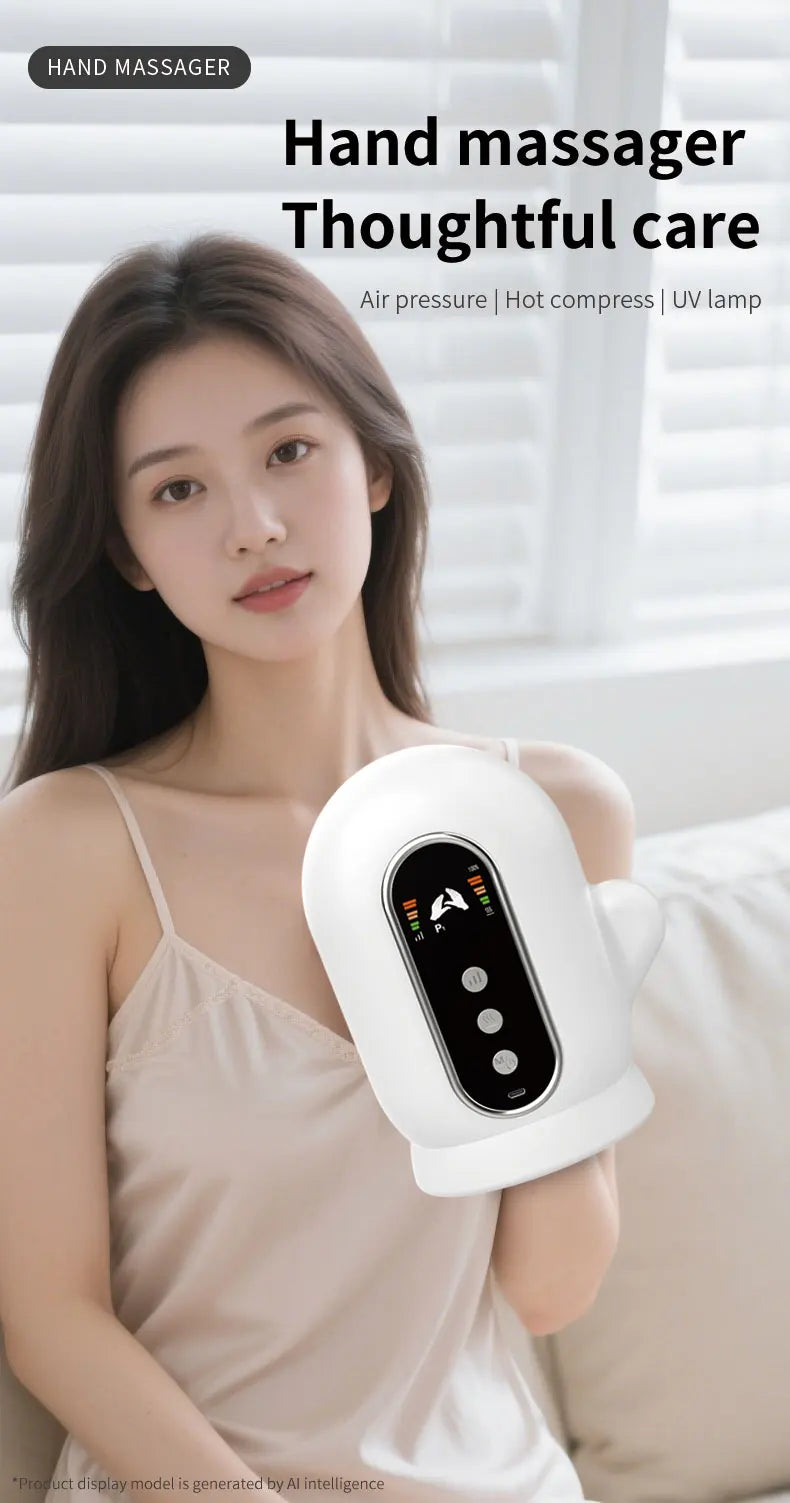 Electric Hand and Wrist Compression Massager with Heat and UV Cleaning - 7