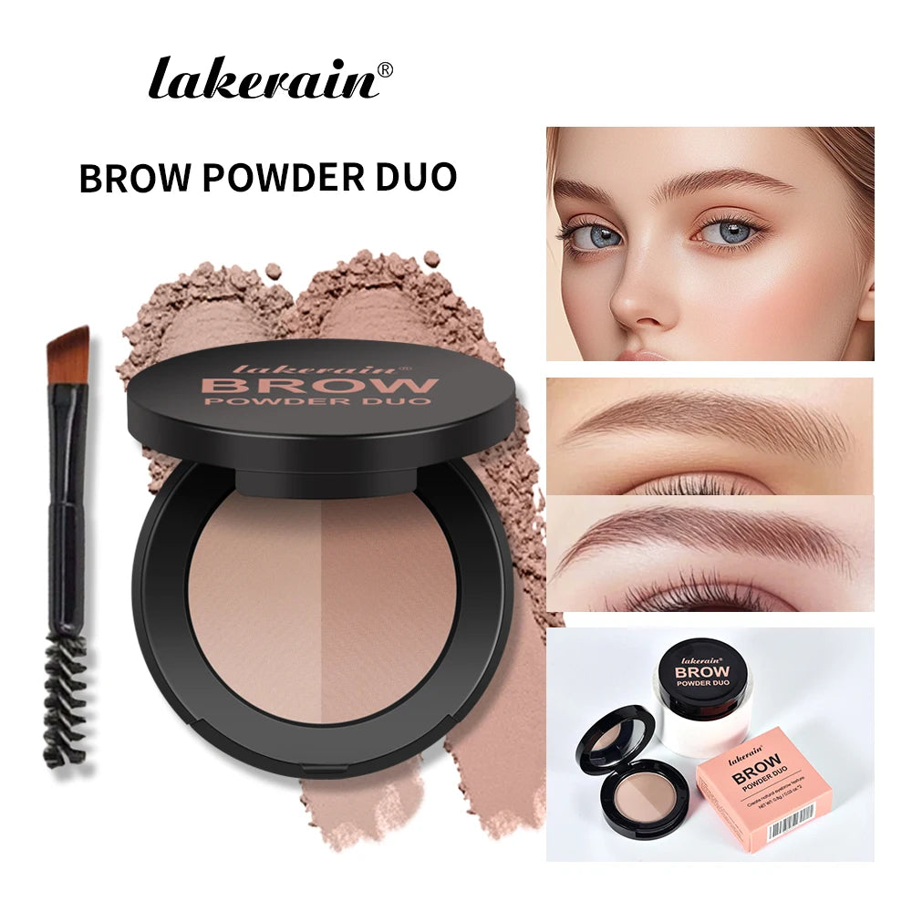 Dual-Tone Eyebrow Powder Palette with Professional Grooming Brush