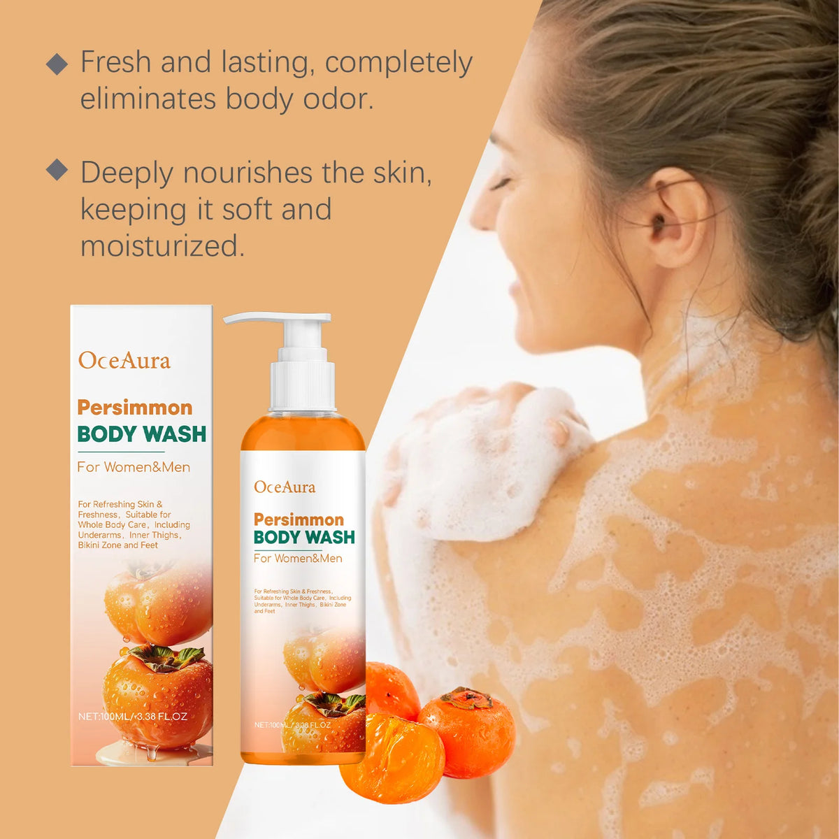 Persimmon Body Wash for Natural Odor Elimination and Skin Refreshment