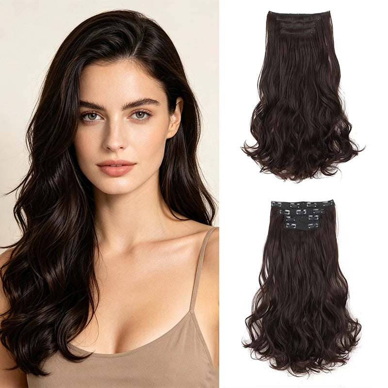 16-Inch Wavy Clip-In Hair Extensions for Instant Volume - 12
