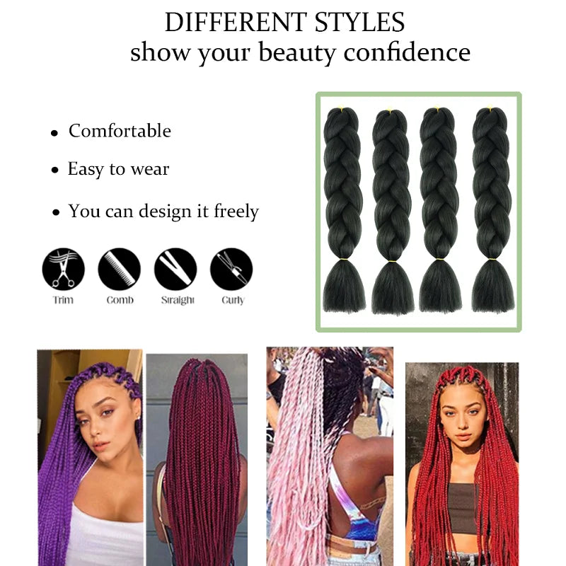 24-Inch Long Colorful Ombre Braiding Hair Extensions - 5