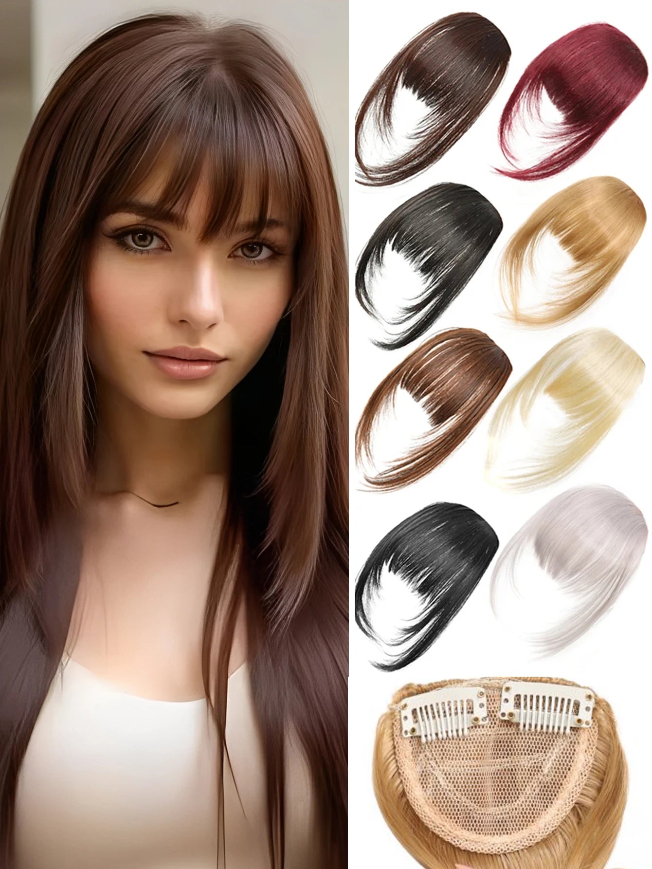Clip-In Synthetic Hair Bangs with Temples - 7