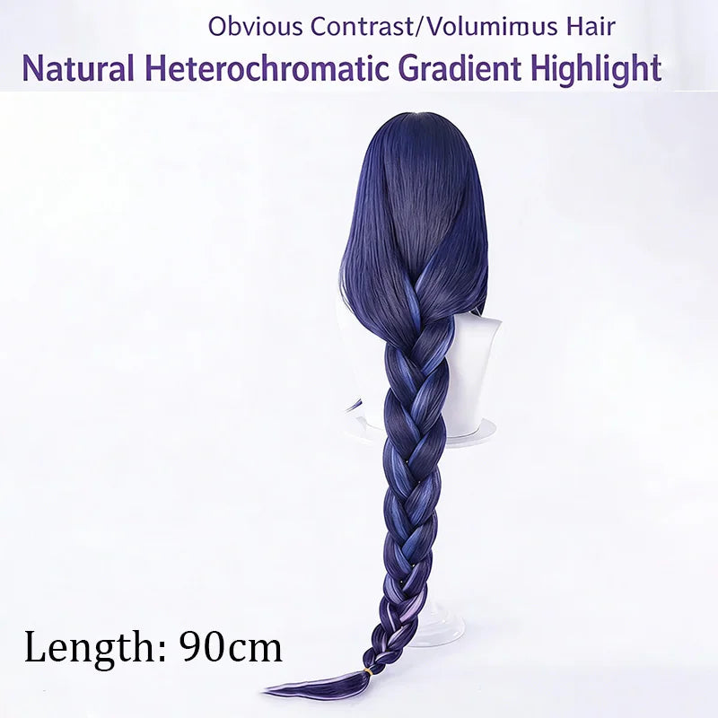90cm Long Purple Gradient Cosplay Braided Anime Wig - 4