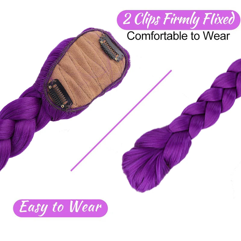 Purple Braided Ponytail Extension for Cosplay and Parties