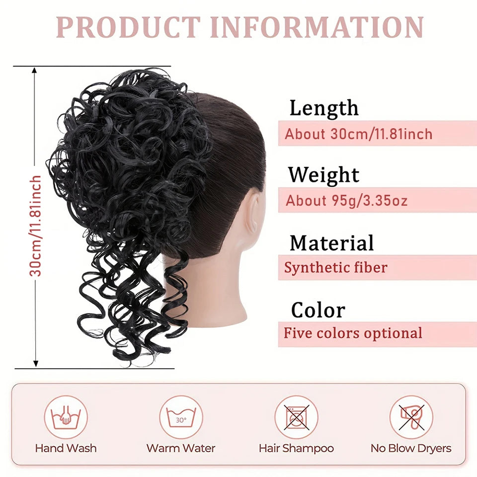 Curly Messy Bun Hair Extension with Drawstring for Instant Volume