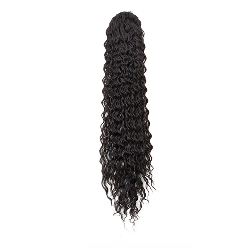 Long Water Wave Curly Drawstring Ponytail Hair Extension for Daily Style - 17