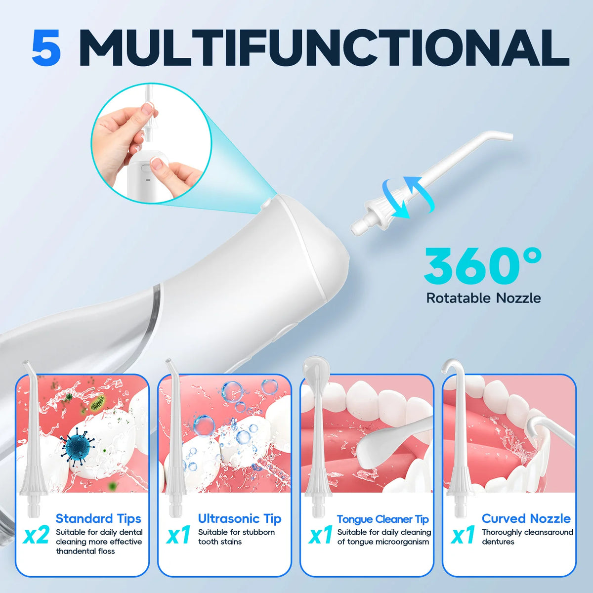 Portable Rechargeable Water Flosser for Deep Teeth and Gum Cleaning
