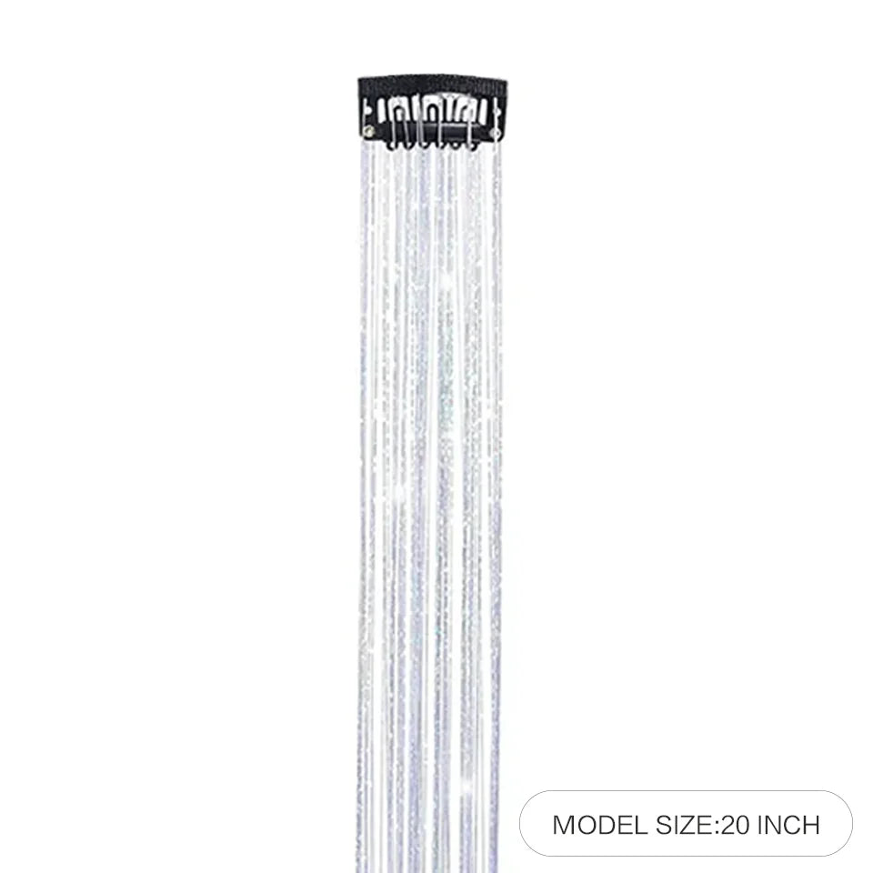 20-Inch Shiny Glitter Clip-In Hair Extensions for Parties - 2
