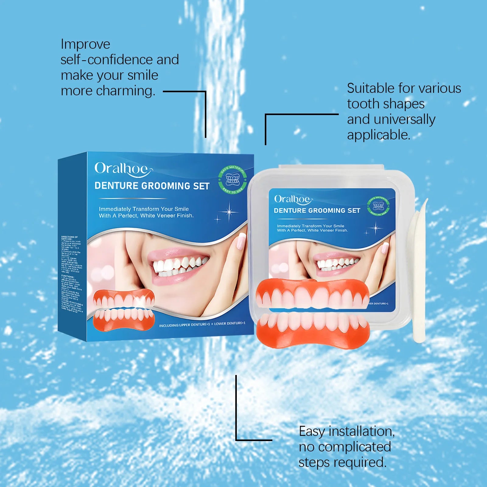 Snap-On Silicone Denture Set for Instant Smile Transformation - 17