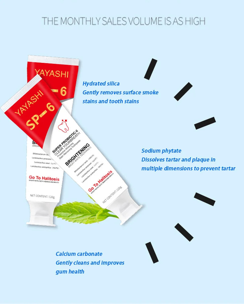 Probiotic Teeth Whitening Toothpaste for Stain Removal and Fresh Breath