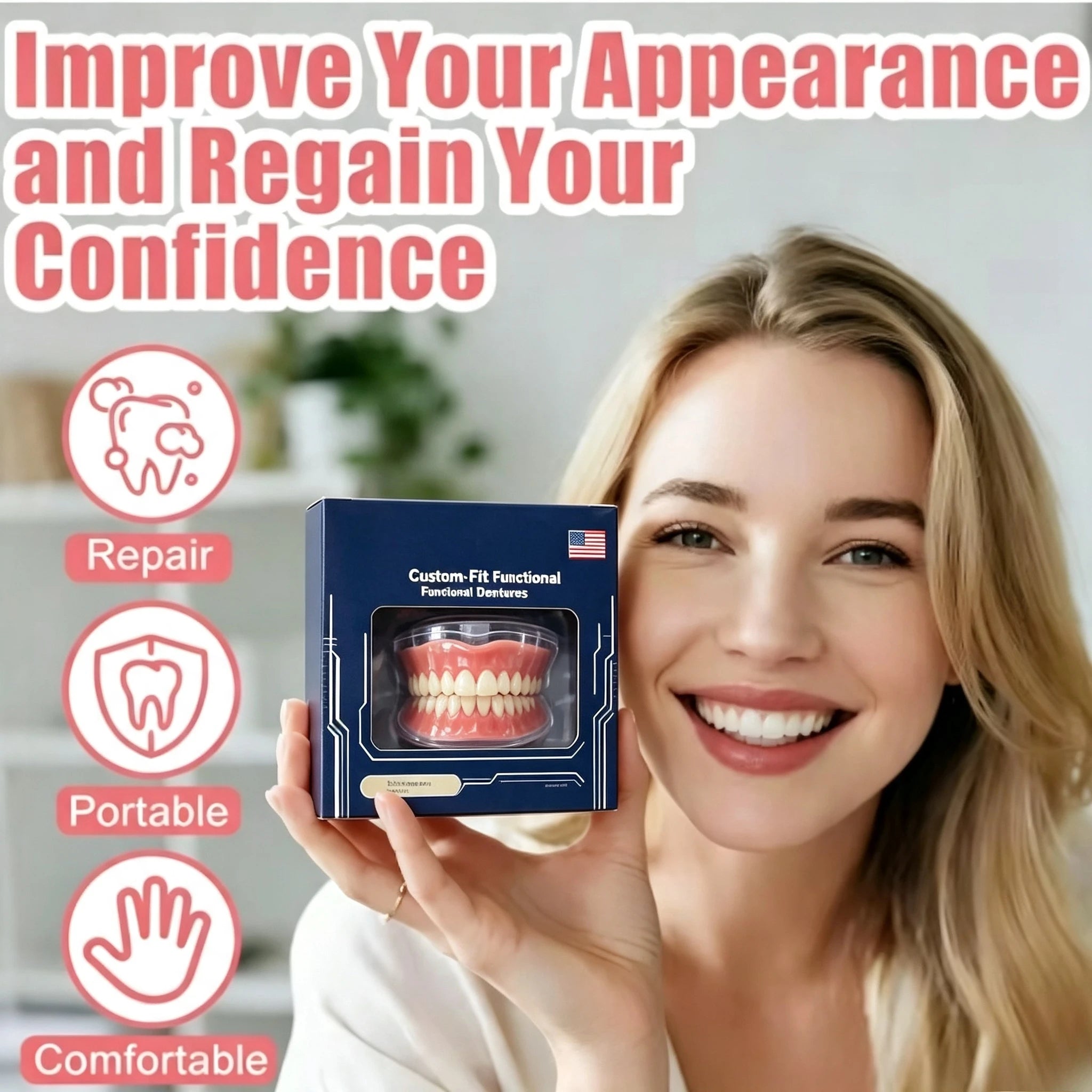 Instant Smile Cosmetic Dentures for Natural Looking Teeth and Confidence - 1