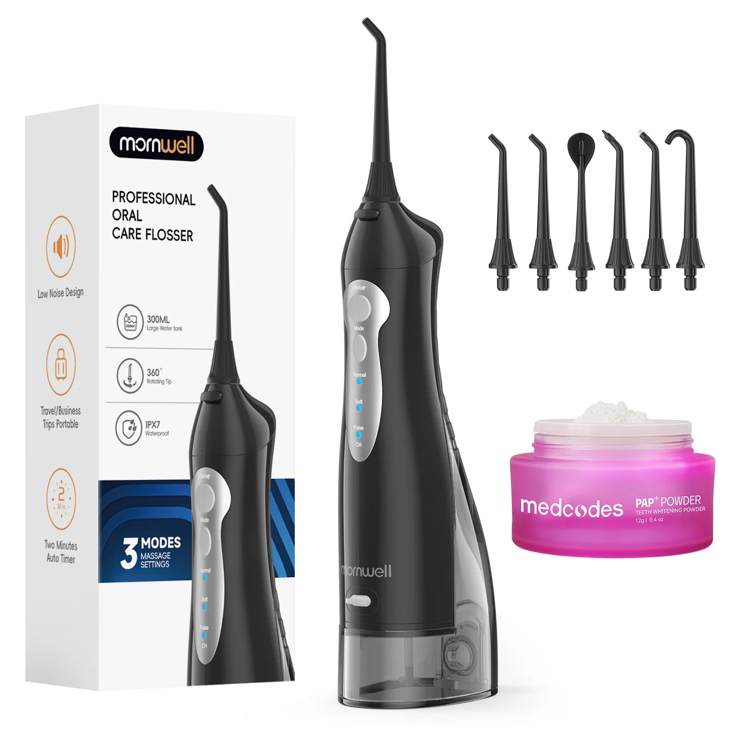 Cordless Water Flosser with 3 Modes and 6 Nozzles for Oral Hygiene - 16