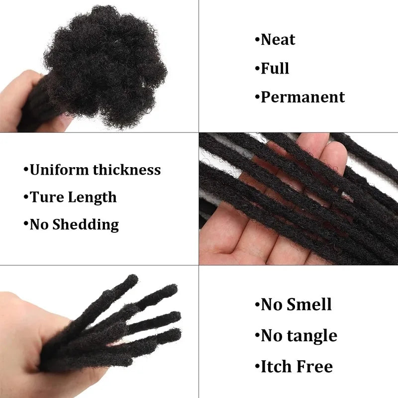 8-Inch Handmade Synthetic Dreadlock Extensions for Men and Women