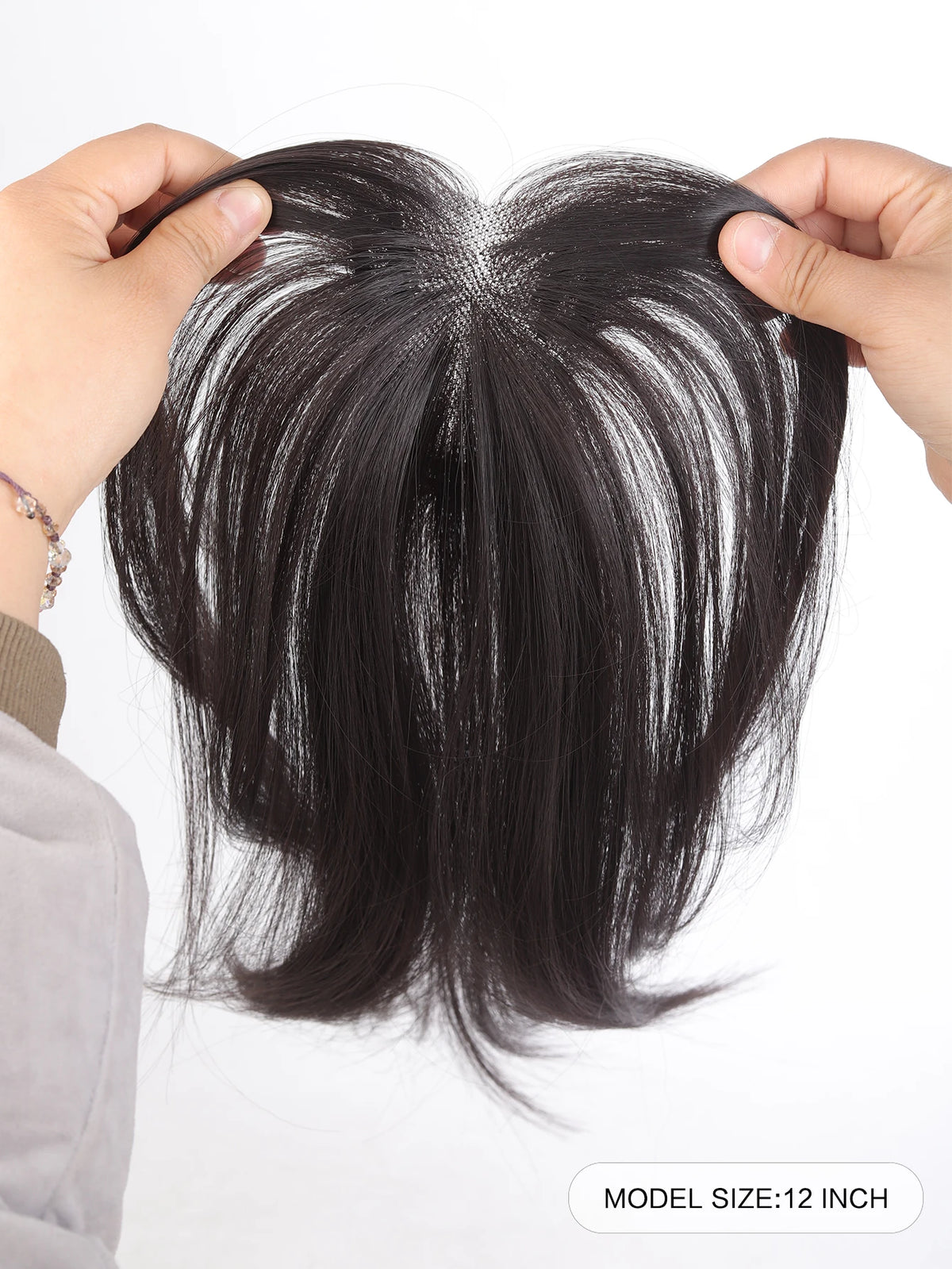 Clip-In Natural Middle Part Hair Bangs Topper for Volume and Style